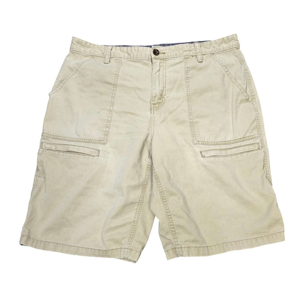 Outdoor Life Cargo Utility Shorts Men's Size 36 Khaki Beige Cotton Relaxed Fit